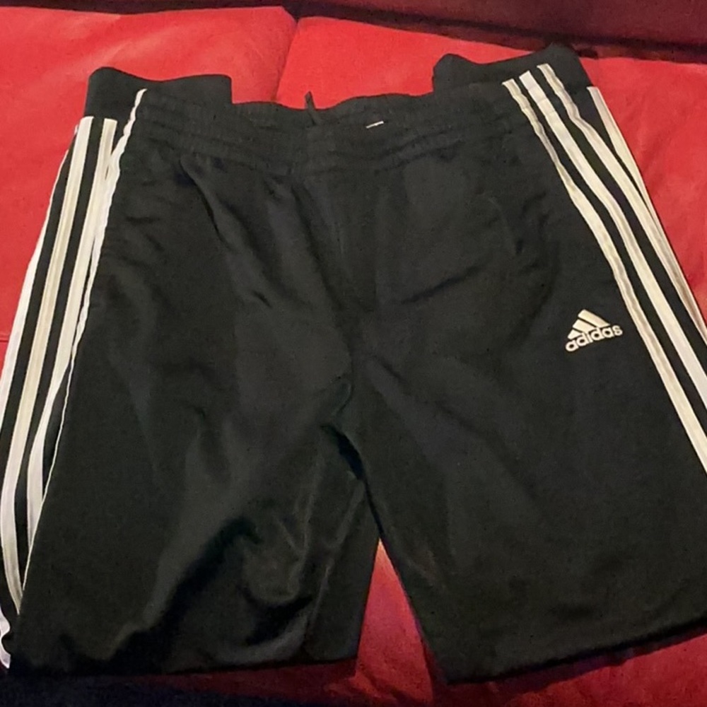 adidas Black Jogger Pants with White Side Stripes